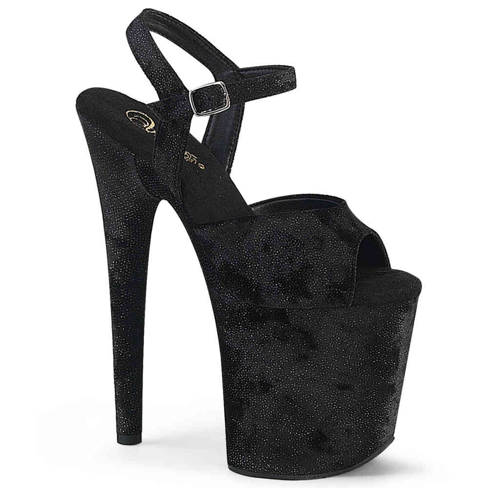Pleaser - FLAMINGO-809WR Knöchelriemen-Sandale, Poledance Schuhe - Schwarz
